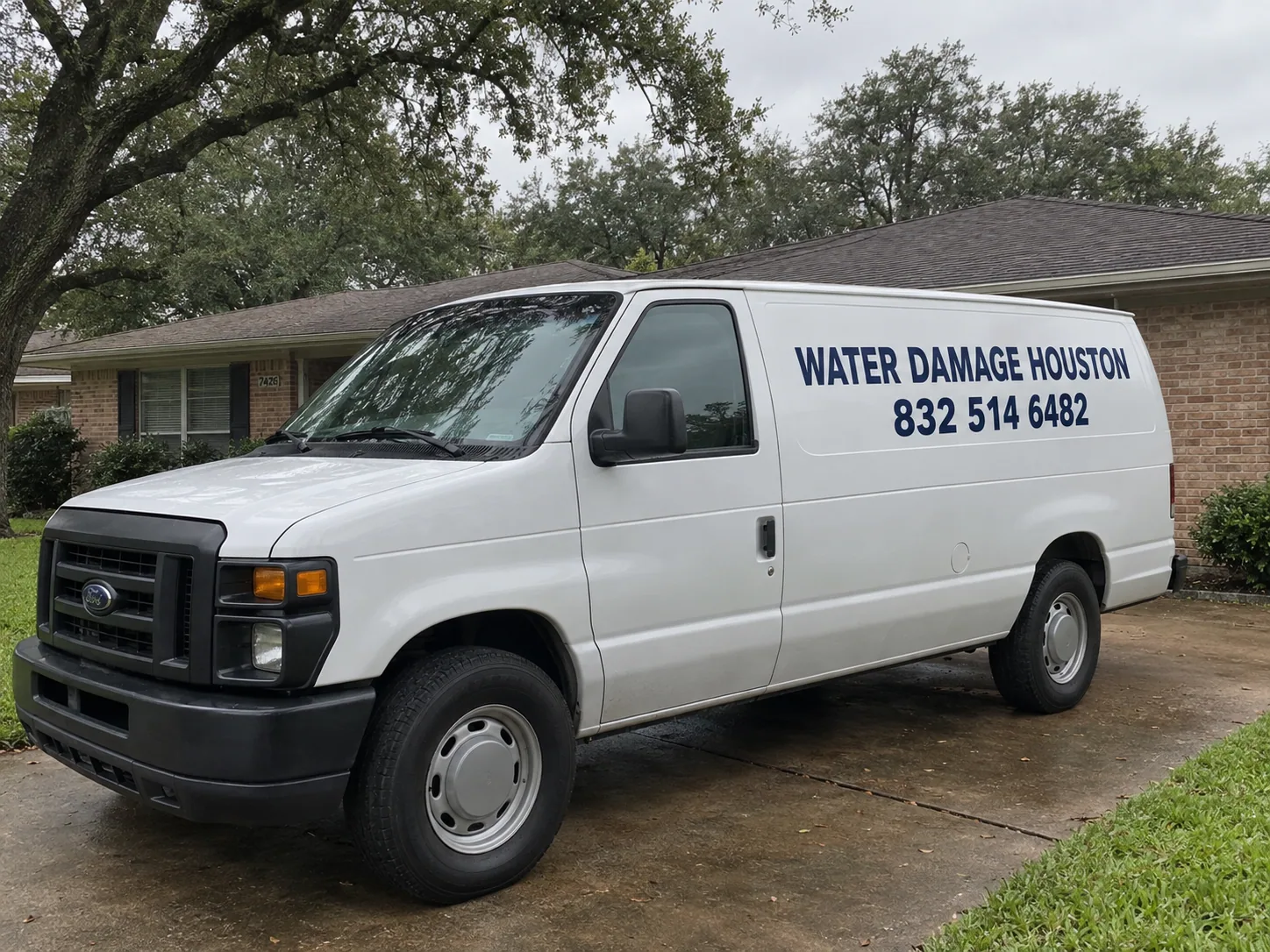 Water Damage Houston work van parked on a driveway in Houston, Texas