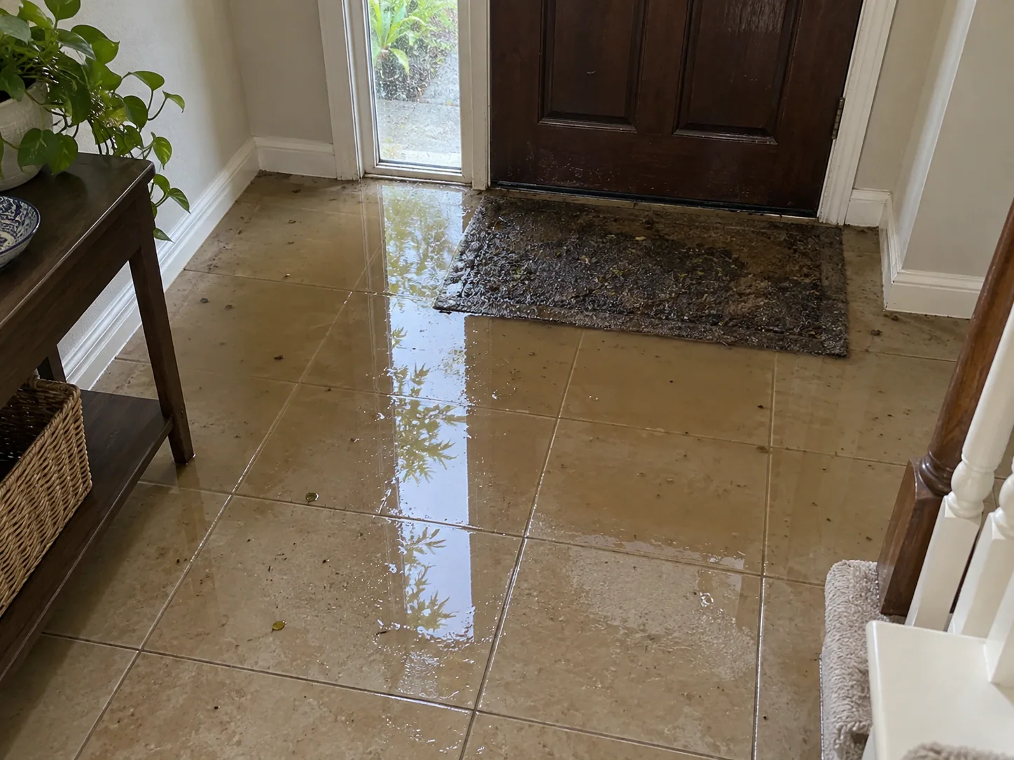 Storm water that entered a Houston home under the front door